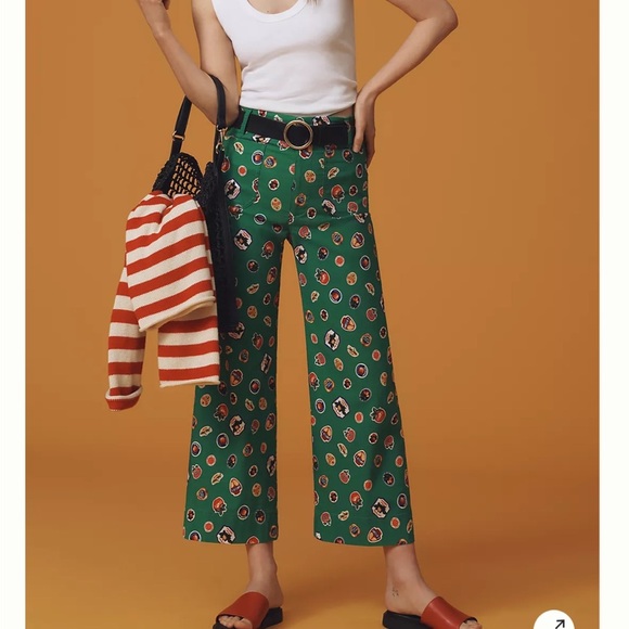 Anthropologie Maeve Colette Cropped Wide Leg Pants Magic Fabric Edition 29 NEW - Picture 1 of 9